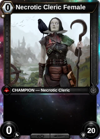 Necrotic Cleric Female: the hero as a champion card